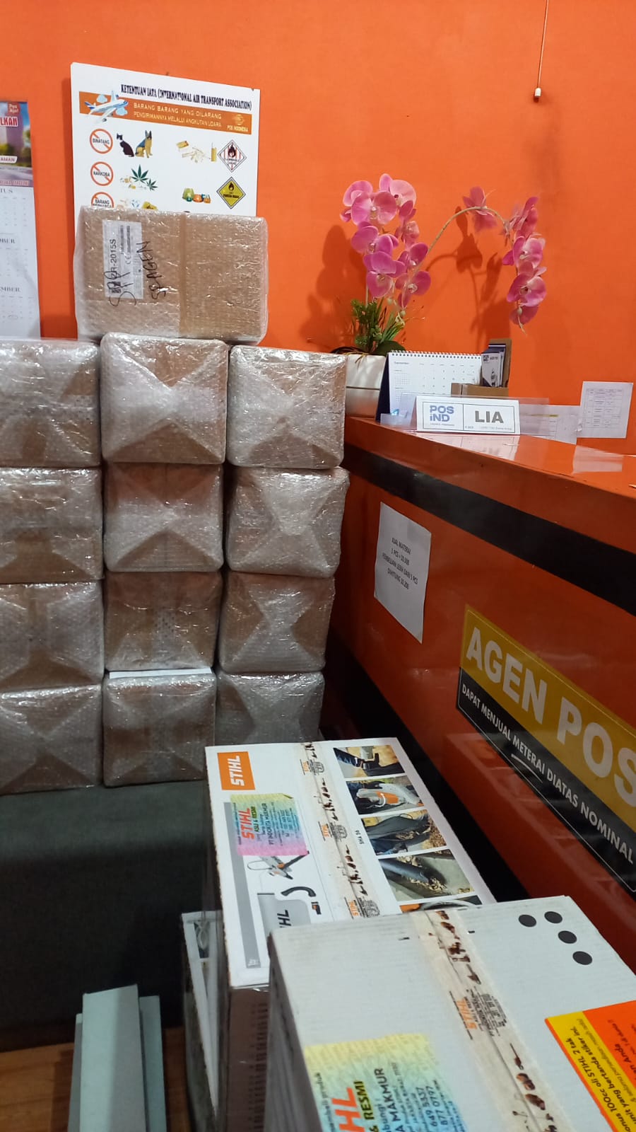 Counter siap kirim — paket internasional & domestik